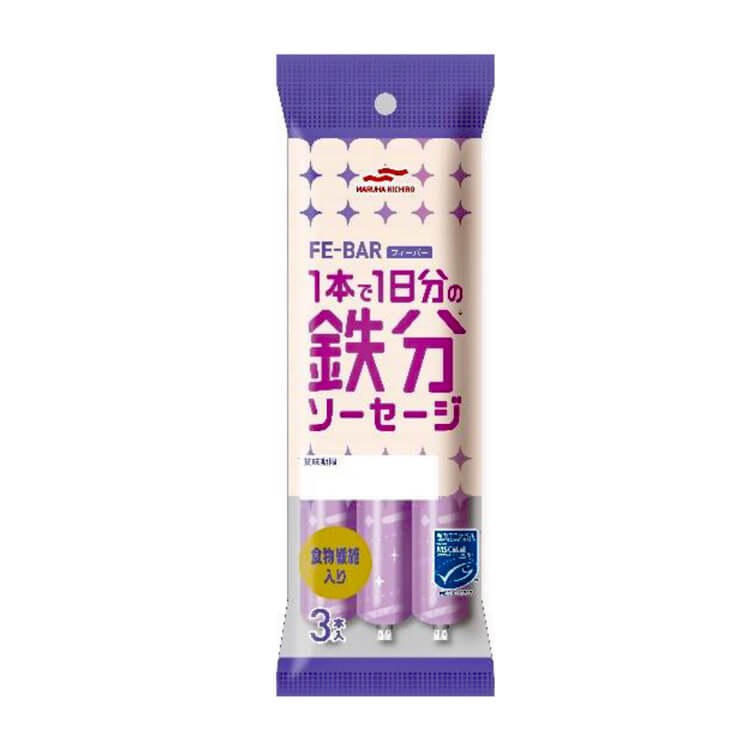 FE-BAR 1 本で1 日分の鉄分ソーセージ3 本入