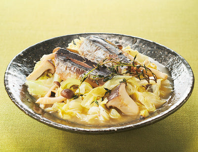いわしとキャベツ、きのこのオイル煮