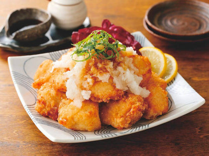 魚屋が作った あごだし 鶏むねから揚げ調理例おろし